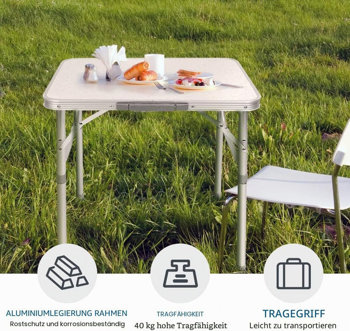 Klapptisch aus Aluminium, Campingtisch für Picknick, Camping, Grill, Outdoor, 60,2 x 45 cm