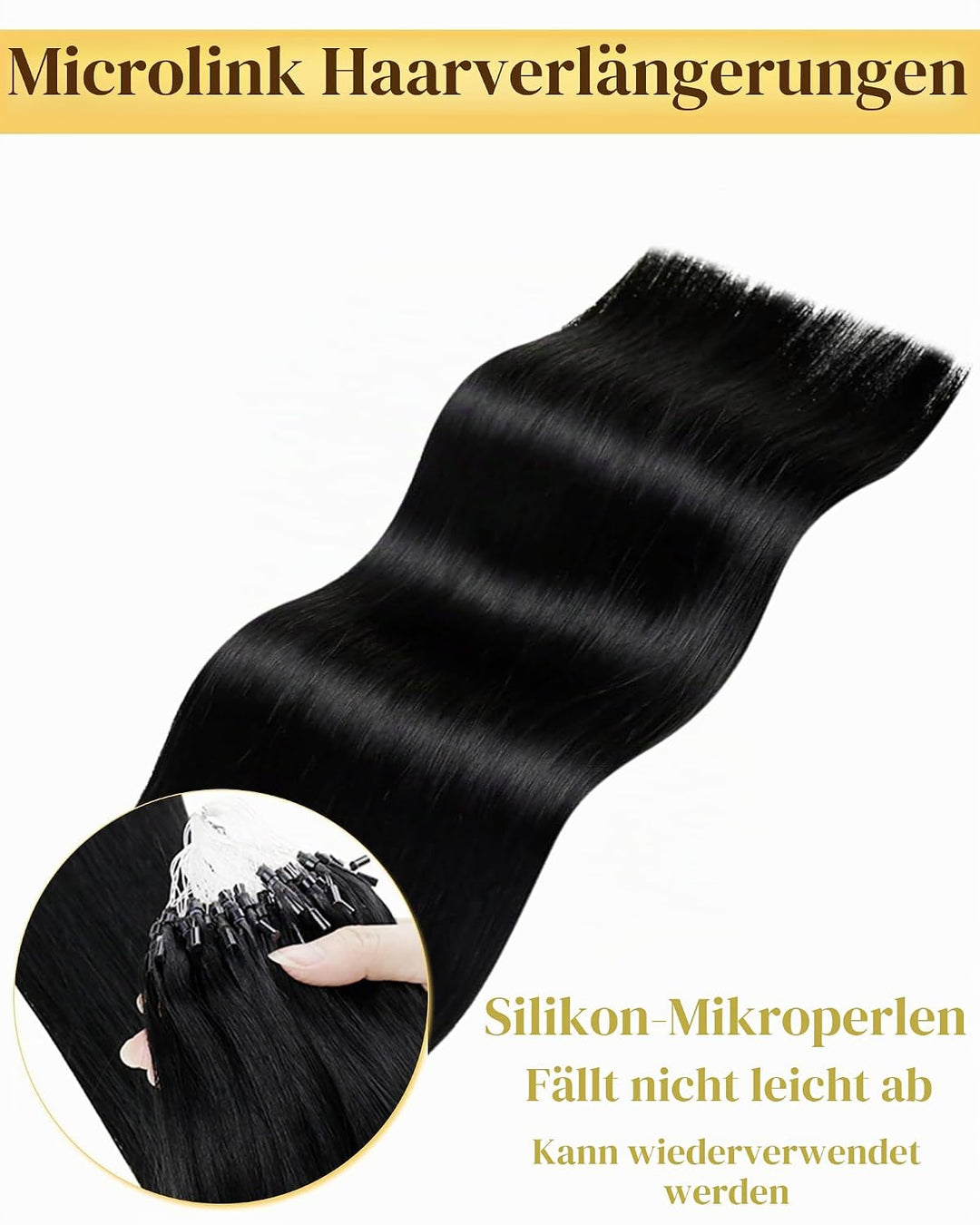 Hetto Microring Extensions Echthaar Schwarz Haarverlängerung Microring Echthaar Remy Microring Exten