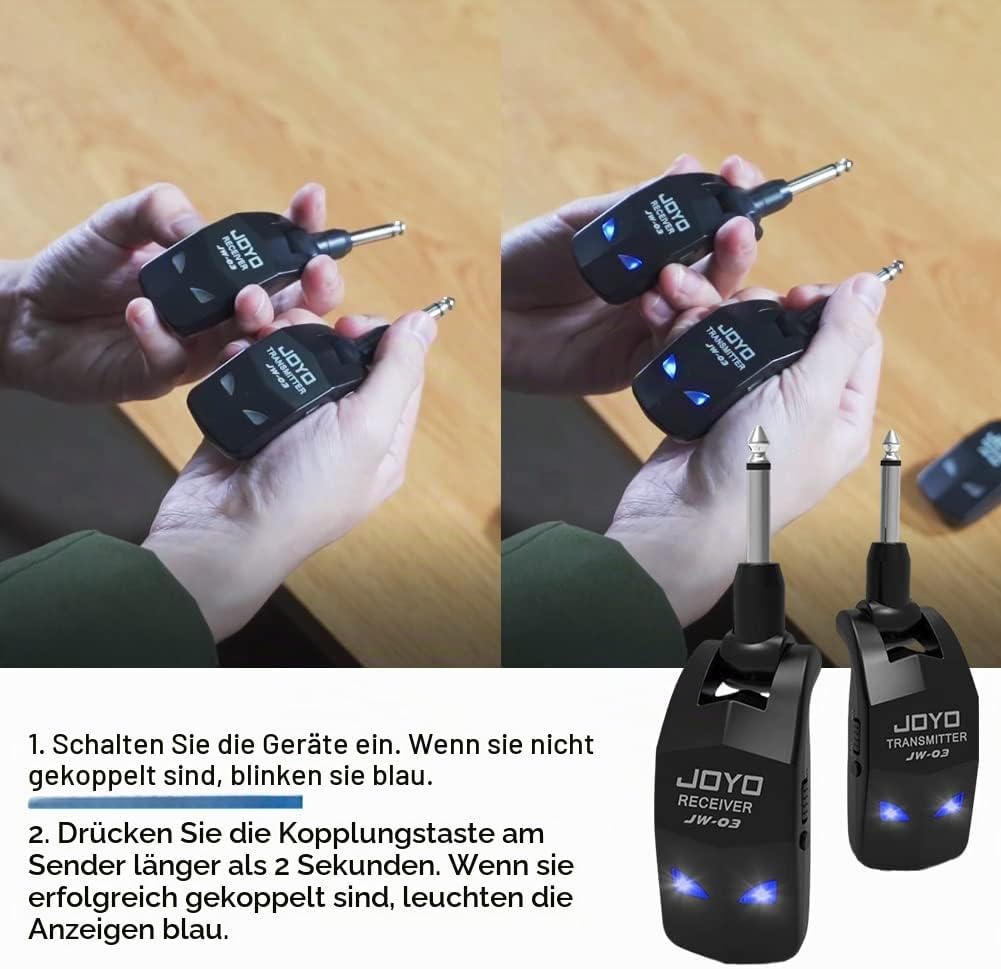 JOYO 2,4 GHz Wireless Guitar System 4 Kanäle Wiederaufladbarer Audio Wireless Transmitter Receiver f