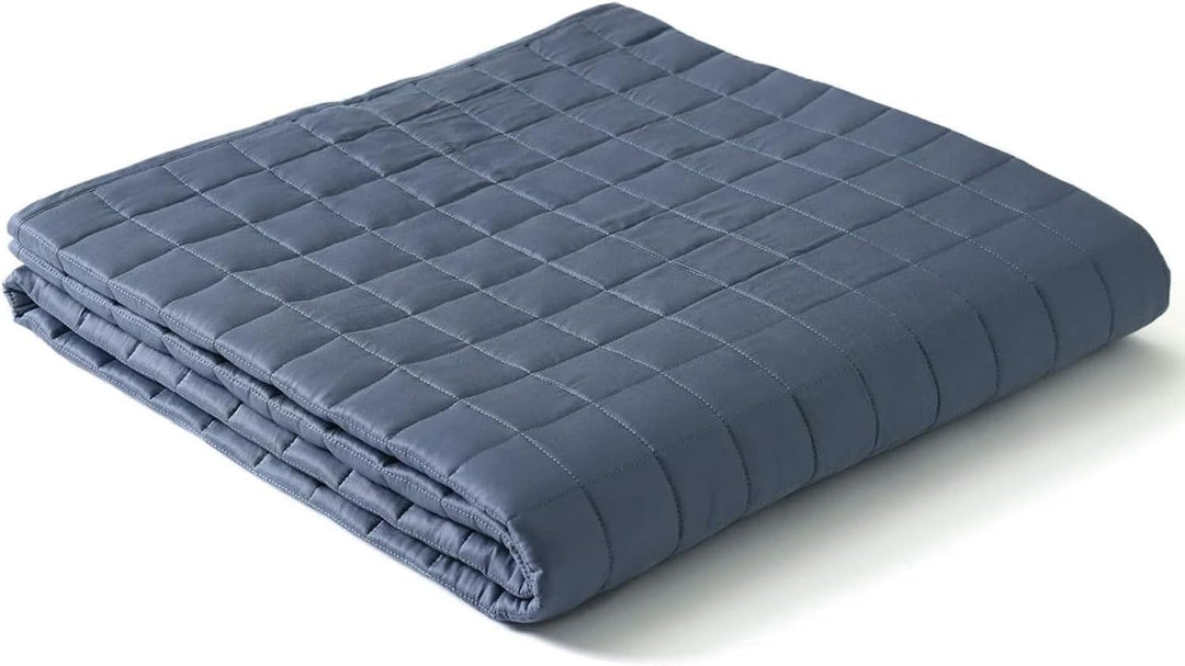 YNM Kühlende gewichtete Decke, Viskose aus Bambus mit hochwertigen Glasperlen (Blaugrau, 122 cm x 18