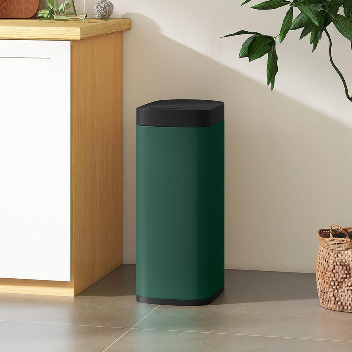 HOMCOM 50L Sensor-Mülleimer Berührungslos Küchenmülleimer Dunkelgrün, Dunkelgrün