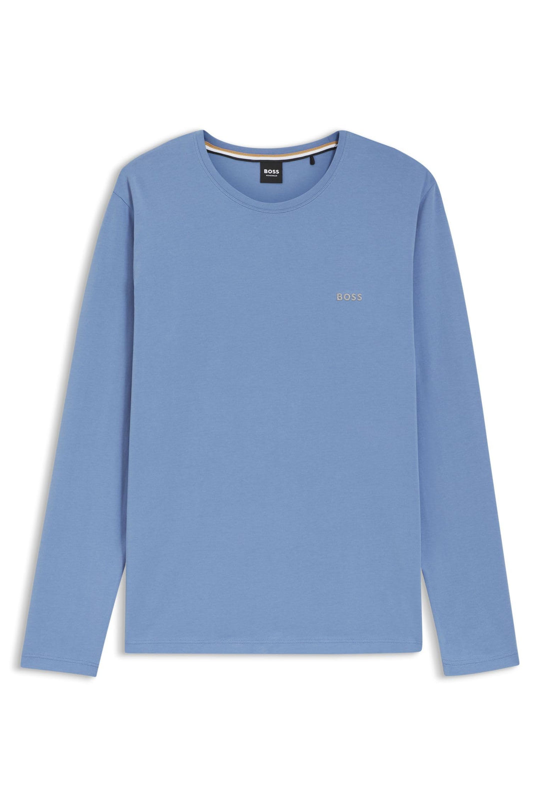 BOSS Herren Mix&Match LS-Shirt R T-Shirt aus Stretch-Baumwolle mit Logo-Stickerei L Light/Pastel Blu