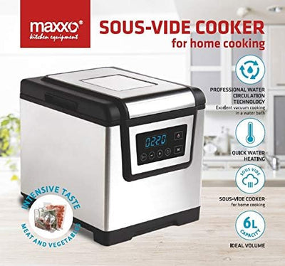 Maxxo SV 06 Professioneller Sous-Vide Kocher 6l zum Vakuumgaren bei niedrigen Temperaturen (25-85 °C