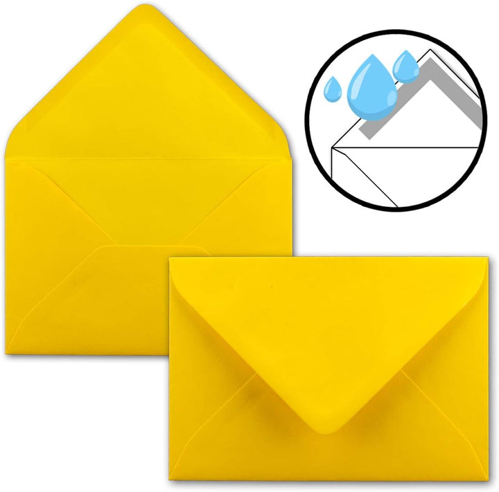 50x Faltkarten Set DIN A6/C6 mit Brief-Umschlägen in Honiggelb - inklusive Einleger - 14,8 x 10,5 cm