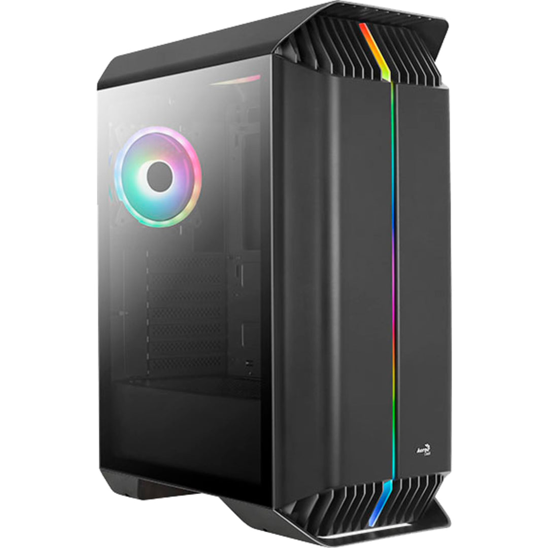 Aerocool Gladiator Duo, ARGB ATX Mid Tower Case, 3 x Duo 12 ARGB Fans, Tempered Glass Side Panel, Bl