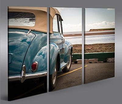 islandburner Bild Bilder auf Leinwand Cabrio am Meer Retro Style Oldtimer 3p XXL Poster Leinwandbild