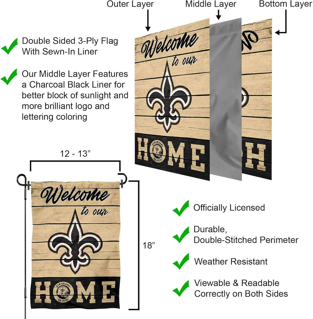 WinCraft New Orleans Saints Welcome Home Decorative Garden Flag Double Sided Banner