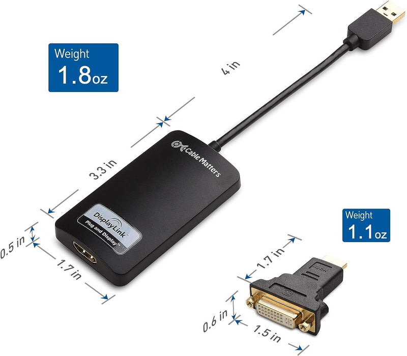 Cable Matters SuperSpeed USB HDMI Adapter (HDMI USB Adapter, USB 3.0 auf HDMI Adapter, USB zu HDMI)