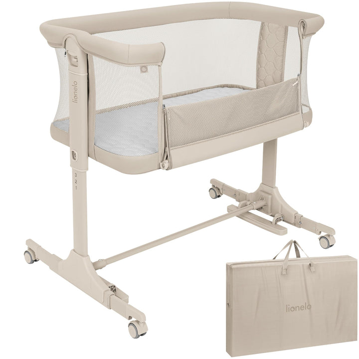 Lionelo Pari Beistellbett 3in1, 6-Fach höhenverstellbar mit Neigungsverstellung für Boxspringbett, a