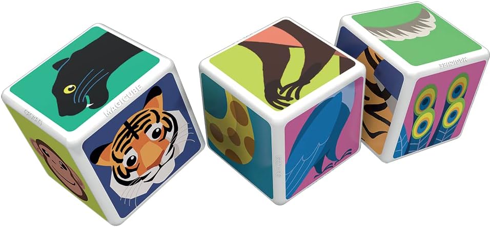 Geomag Magicube 145, Jungle Animals, Konstruktionsspielzeug - 6 Magnetwürfel