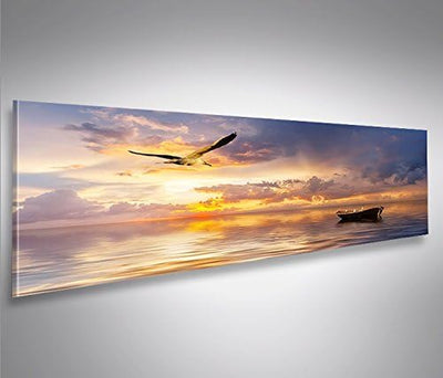 islandburner Bild Bilder auf Leinwand Möwe Nordsee Altes Fischerboot Panorama XXL Poster Leinwandbil