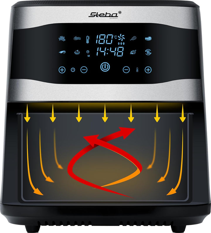 Steba Family Heissluftfritteuse, 8L mit Touchscreen, 8 Programme, Timer 60 min., 1800 Watt, Fritteus