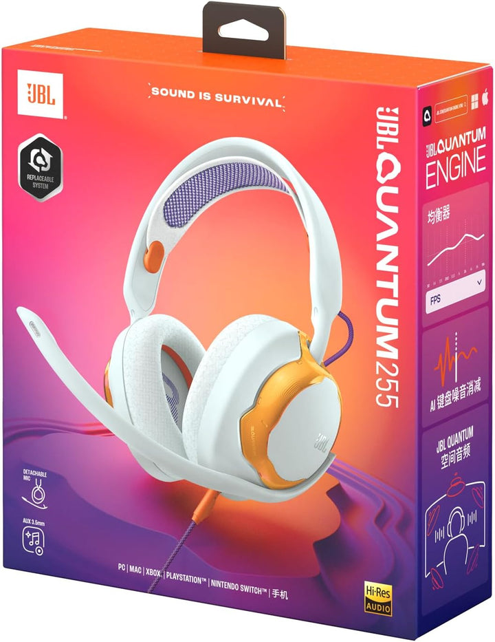 JBL Quantum 250 Kabelgebundene Over-Ear-Gaming-Kopfhörer, JBL Quantum Spatial Sound, Mikrofon mit Ge