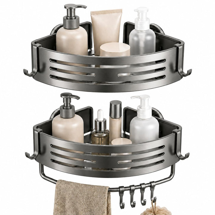 Duschregal Ecke Ohne Bohren, 2er Set Duschablage mit Saugnapf, Aluminium Rostfrei, Eckregal Dusche m