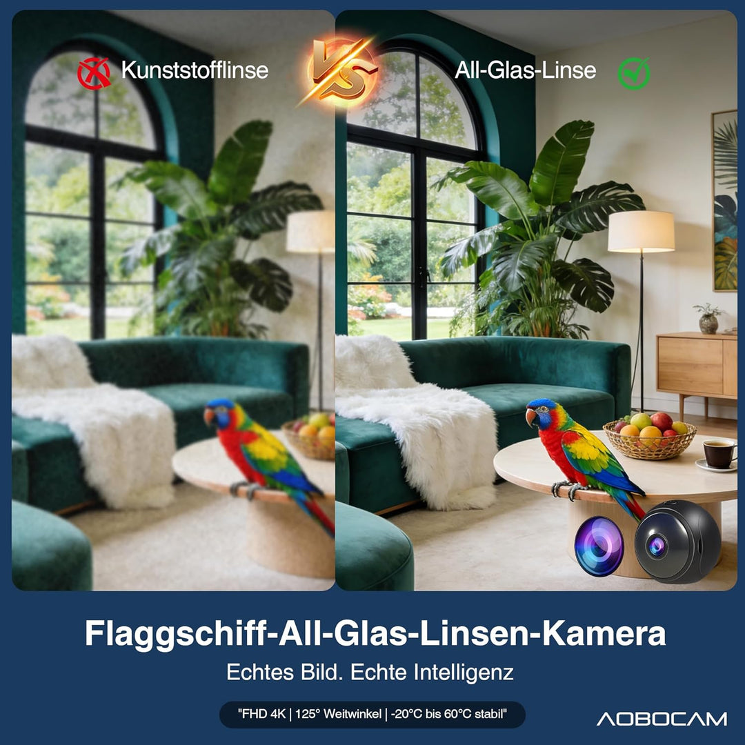 AOBOCAM Mini Kamera,4K 5G WLAN HD Mini Überwachungskamera,AI-Bewegungserkennung für Personen & Haust
