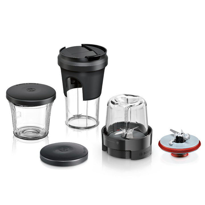 Bosch Multi-Zerkleinerer-Set MUZS68TM, 5-in-1, Mixen, Mahlen, Hacken, Aufbewahren, ToGo-Becher, Zube