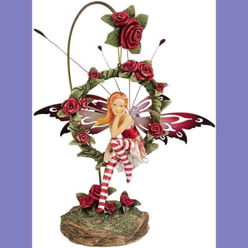 Design Toscano Strahlende Rose Hängefeenfigur mit Standfuss, 14 x 19 x 24,1 cm