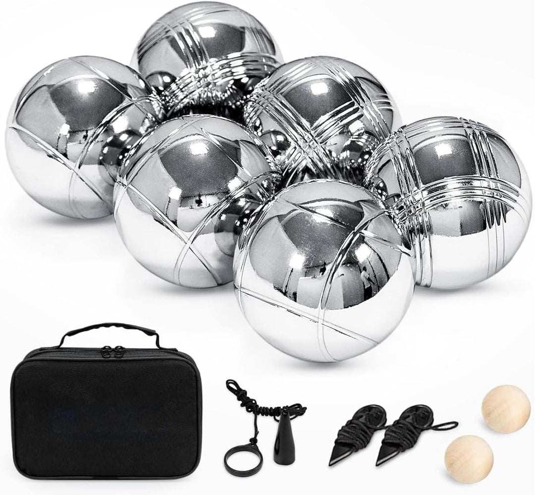 Boule Set 6 Kugeln Metall,Petanque &amp; Boccia Kugeln mit 2 Zielkugeln, Magnetischem Kugelheber, Abstan