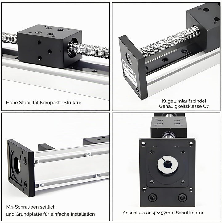 RATTMMOTOR 400mm Verfahrweg Länge Linear Schienenführung CNC Linearschlitten Tisch Lineartischantrie