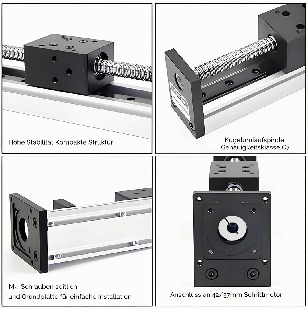 RATTMMOTOR 300mm Verfahrweg Länge Linear Schienenführung CNC Linearschlitten Tisch Lineartischantrie