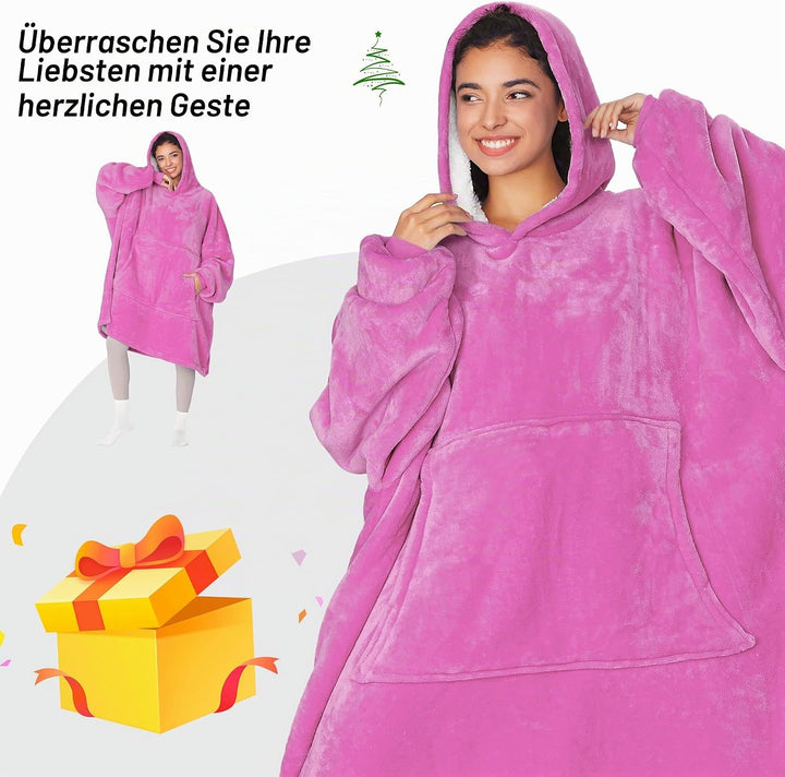 Kato Tirrinia Übergrosse Warme Hoodie Sweatshirt Decke, Weiche Flanell Damen Deckenpullover, Komfort