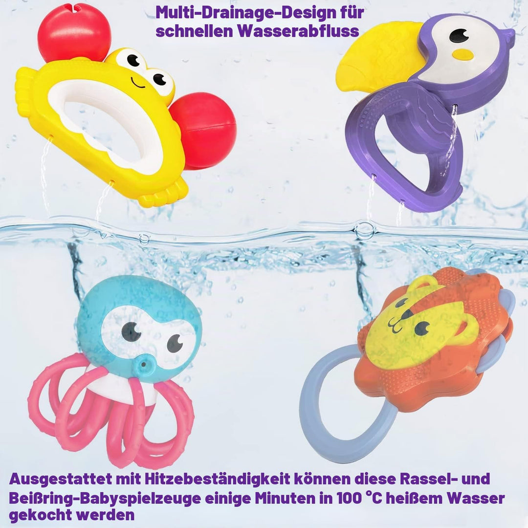 fiouni Rassel-Beissring-Set Babyspielzeug Greifspielzeug Baby ab 0 3 6 9 12 Monate für Jungen Mädche