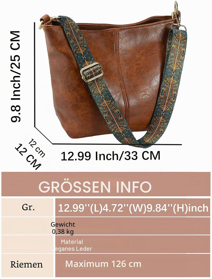 Huwzder Hobo Bags Veganes Leder Crossbody Tasche Gitarrengurt Schultergeldbörsen mit Reissverschluss