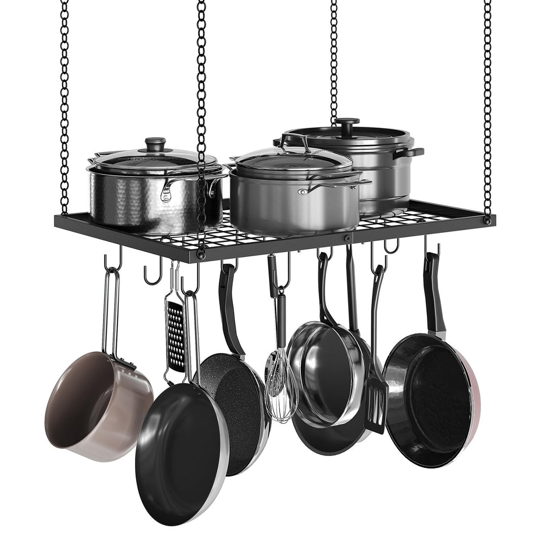 CHOEZON Küchenregal Hängend, Topfregal, Deckenregal, Metall, mit 12 Haken, für Küche, Esszimmer, Koc