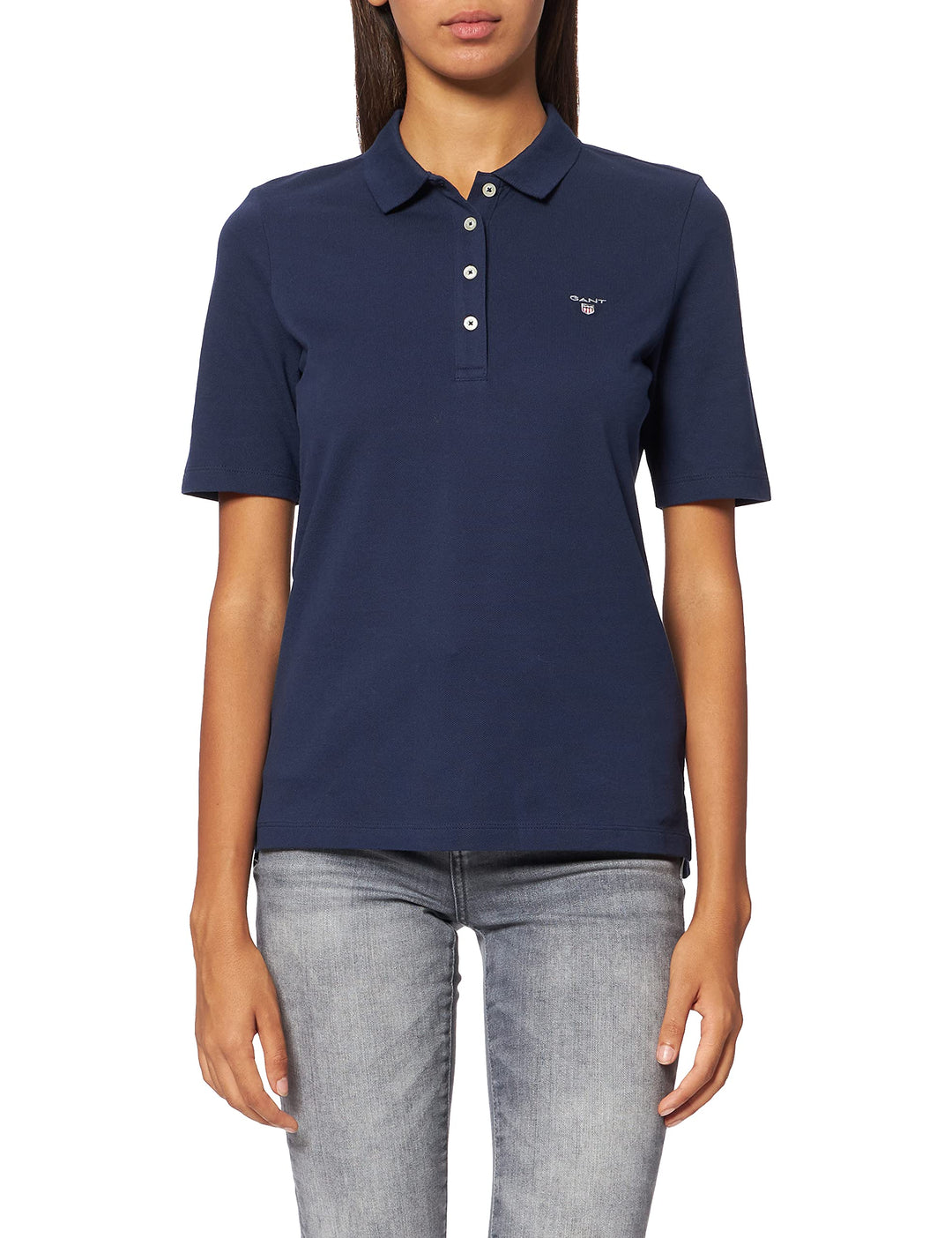 GANT Damen ORIGINAL LSS Pique Polohemd XS Evening Blue, XS Evening Blue