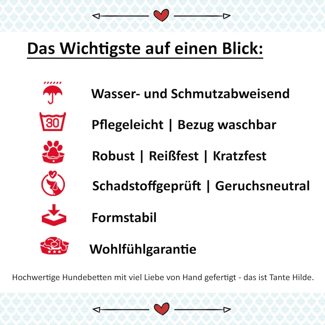 Tante Hilde Hundebett Wangerooge Set inkl. Kuscheldecke, Hundekorb, Hundekissen, Waschbar, Robust, G