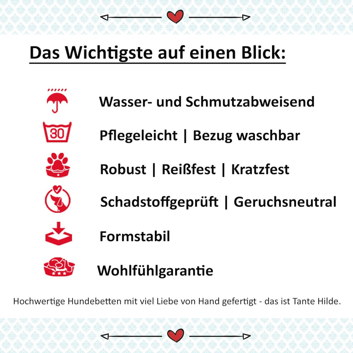 Tante Hilde Hundebett Wangerooge Set inkl. Kuscheldecke, Hundekorb, Hundekissen, Waschbar, Robust, G