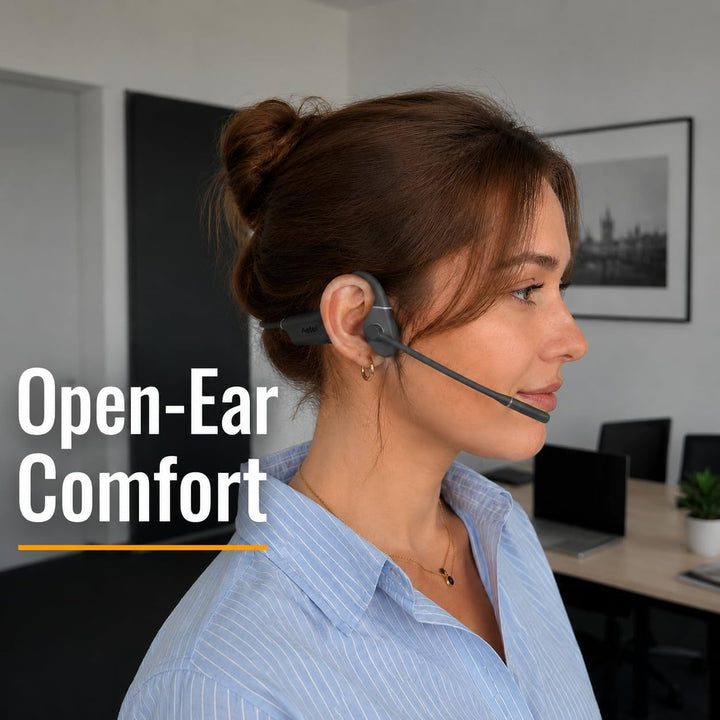 Aura Pro Bone Conduction Bluetooth Headset, Open-Ear Awareness, ENC Noise Reduction Microphone, Dual
