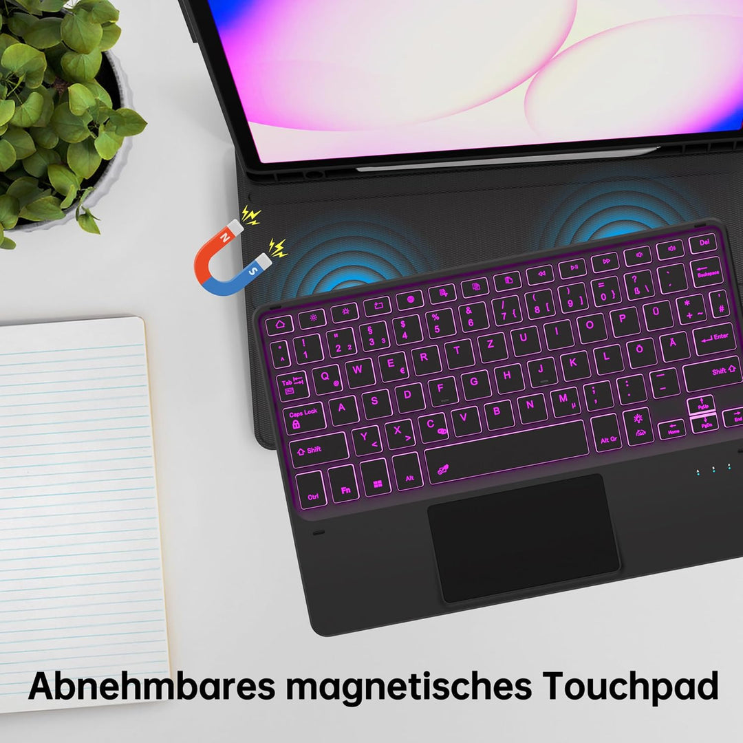 ROOFEI für Samsung Galaxy Tab A11 Plus/A9+ 11 Zoll Tastatur Hülle - 7 Farbig Hintergrundbeleuchtetes