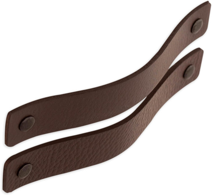 Brute Strength - Ledergriffe für Möbel - Braun - 12 Stück - 16,5 x 2,5 cm - Schrankgriff, Türgriff f