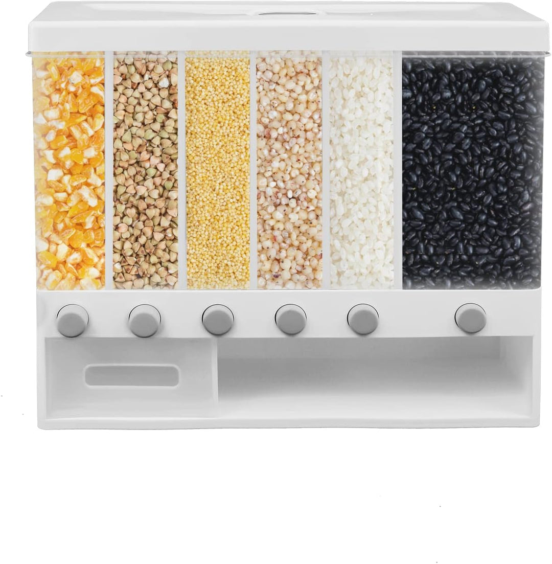 6-Fach Cerealienspender Cereal Dispenser mit Reisbehälter - Transparentes Design Herausnehmbare Tren