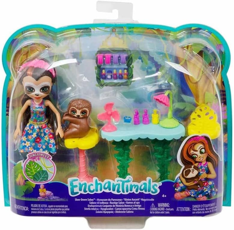 Enchantimals GFN54 - Themenpack Sela Sloth und Treebody Kleine Auszeit Nagelstudio Puppen Spielset,