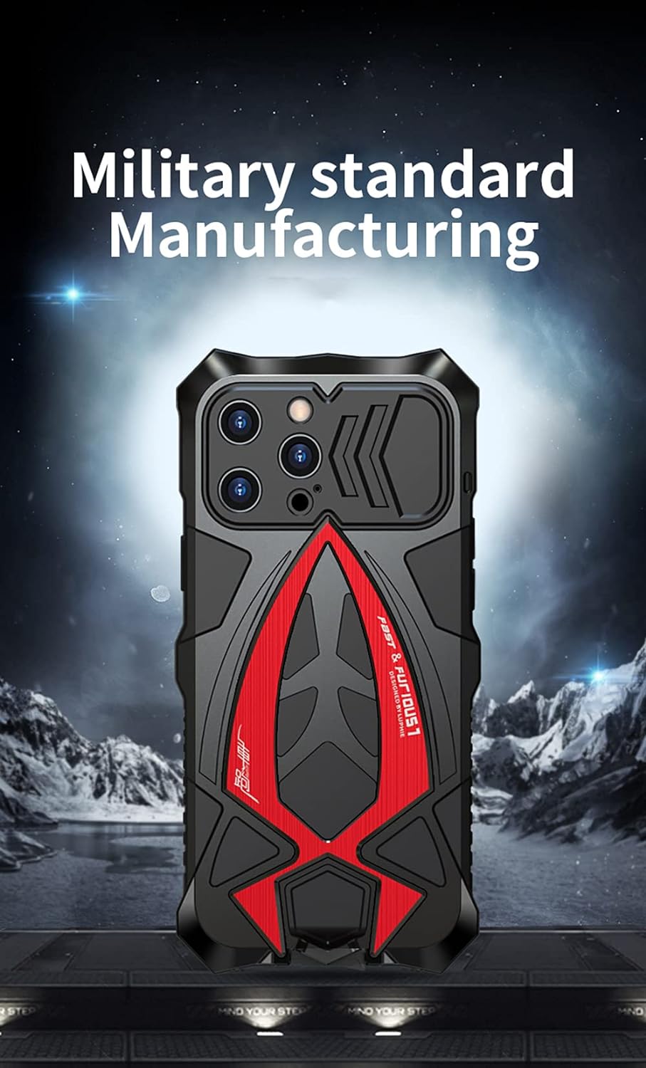 CeeEee Stossfest Hülle für iPhone 13 Pro Hybrid Metall und Silikon Cover Unzerbrechliche Schutzhülle