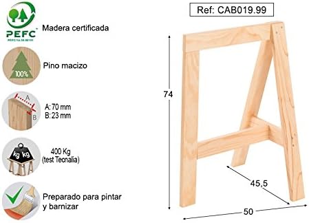 Astigarraga – cab019.99 – Holzbock platzsparend, Holz, 74 x 50 x 45 cm