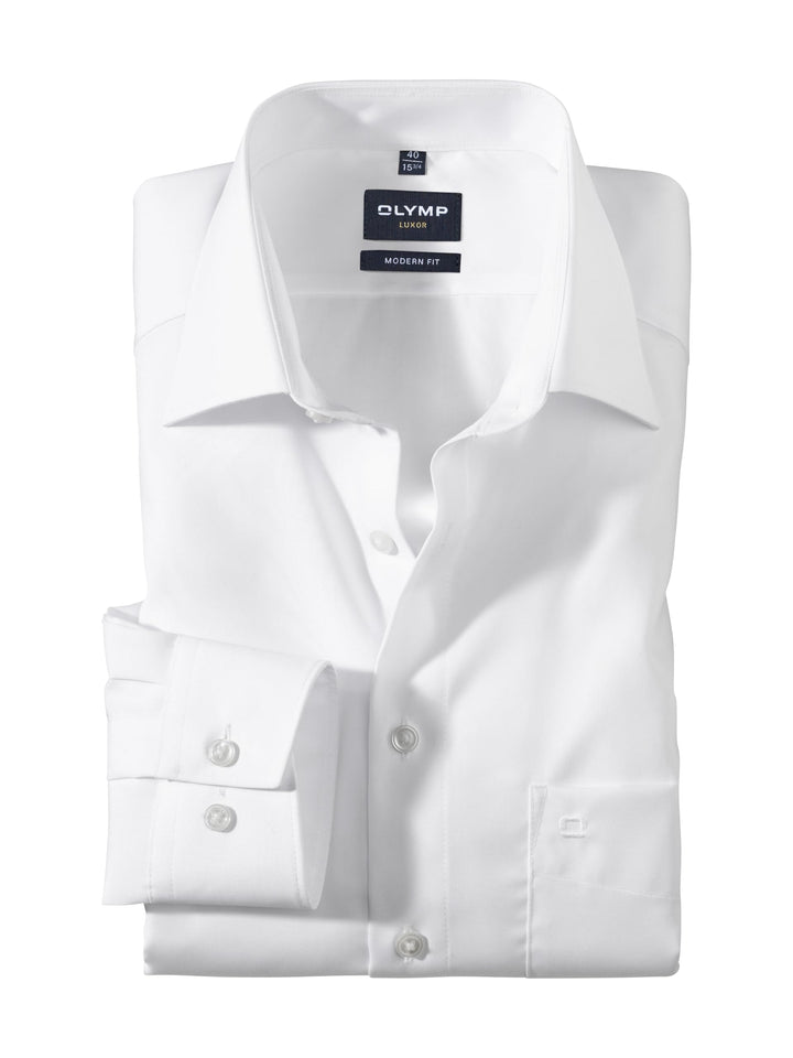 OLYMP Herren Businesshemd Luxor, Männer Oberhemd,Extra Langer Arm,Uni,modern fit 38 Weiss, 38 Weiss