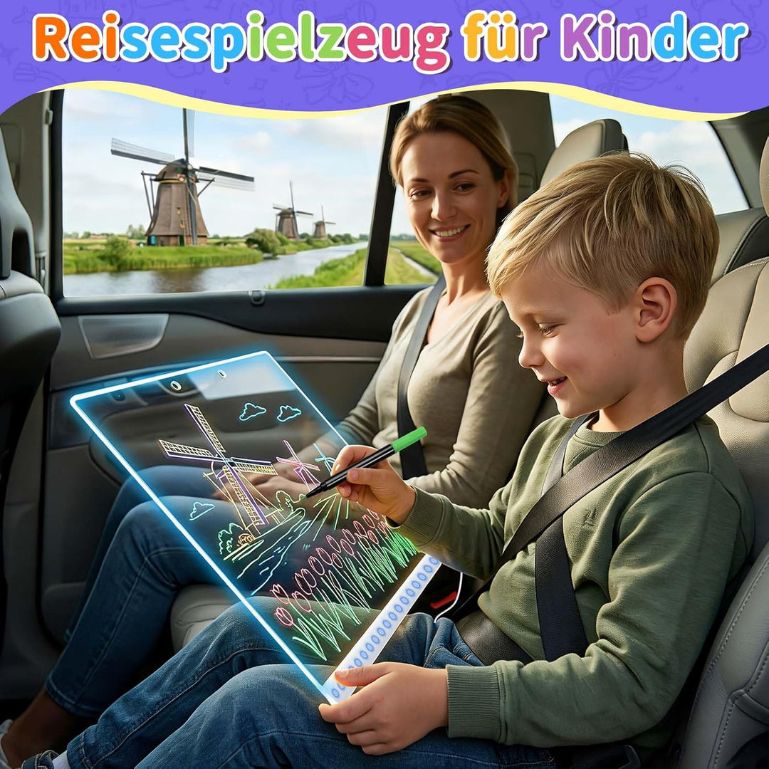 LED-Zeichenbrett mit 8 Farben und 6 Lichteffekten, LED-Notiztafel mit unsichtbarem Ständer, beleucht