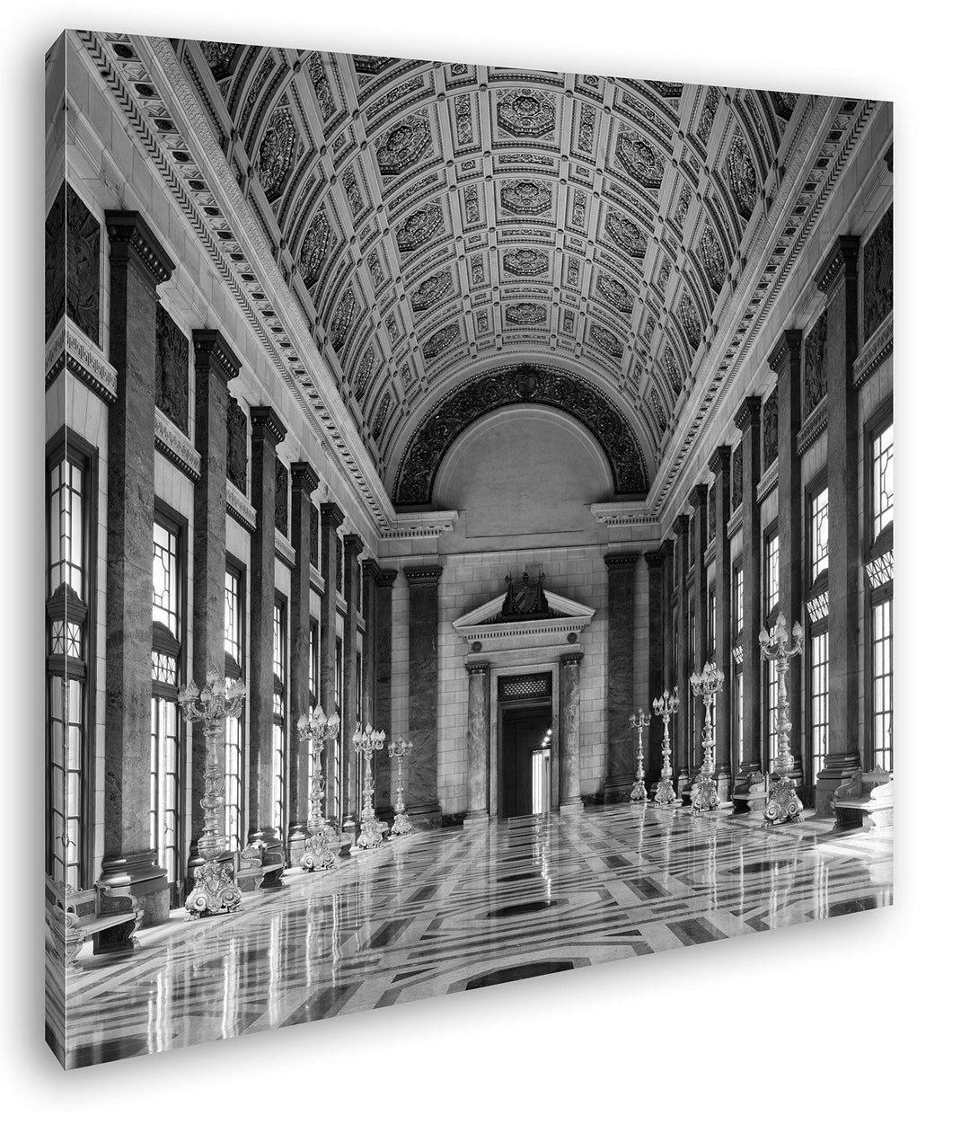 grosse Halle des Kapitols in Havanna Format: 70x70 Effekt: Schwarz&Weiss als Leinwandbild, Motiv auf