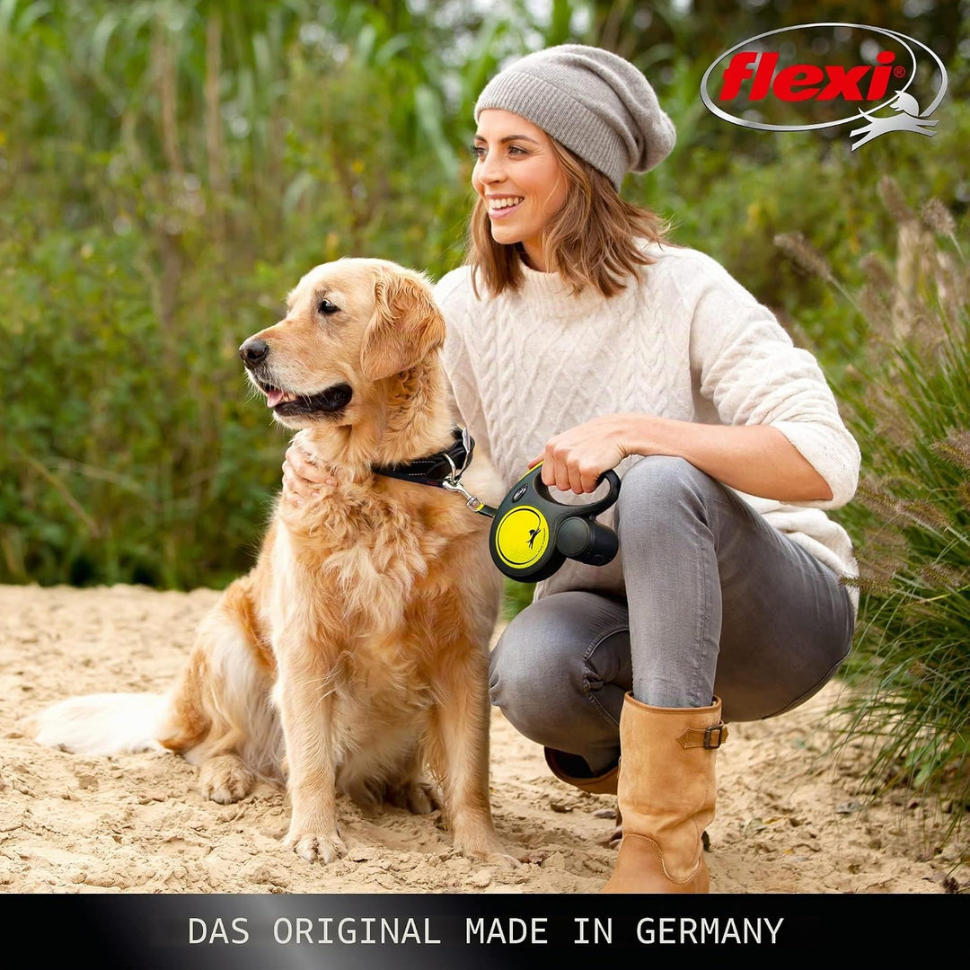 flexi cl31t5.250.s Neo einziehbare Hundeleine, gross, Schwarz/Neon Black/ Neon 1 Stück (1er Pack), B