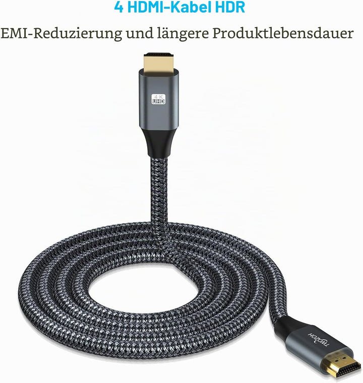 Twozoh 4K HDMI Kabel 10M, HighSpeed 18Gbps HDMI auf HDMI Kabel, geflochtenes 2.0 HDMI-Kabel Kompatib