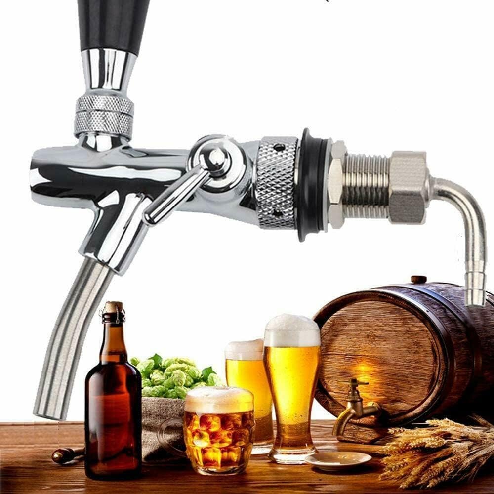 Bierzapfhahn Einstellbare G5/8 Gewinde Bierhahn Chrome Fassbierhahn, Einstellbarer Bier Zapfhahn für