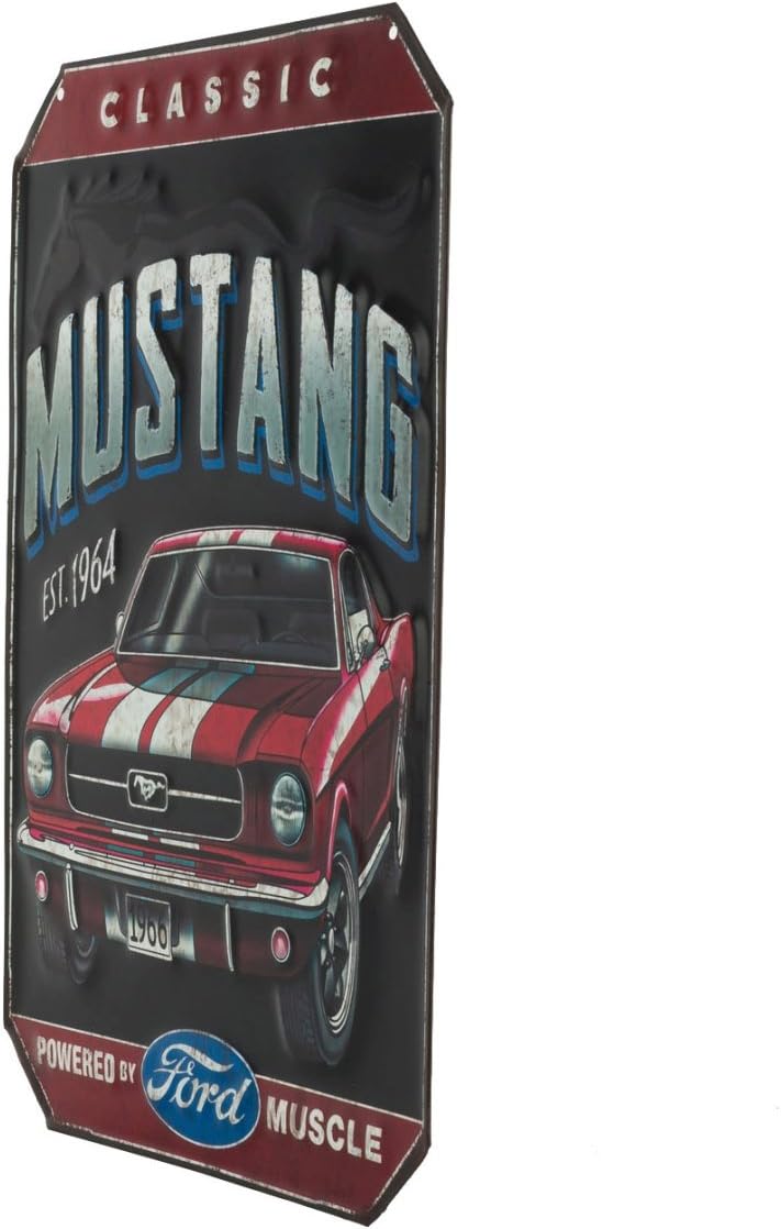 Open Road Brands Ford Classic '66 Mustang Blechschild mit Prägung schwarz/red, schwarz/red