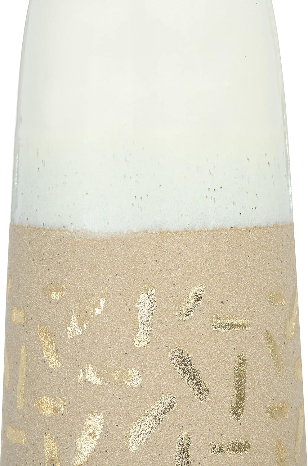 Main + Mesa Vase aus Steingut mit goldfarbenem Muster 4" diameter x 14" tall, 4" diameter x 14" tall