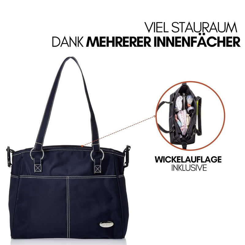 Hauck Baby Wickeltasche mit Unterlage City Bag, XXL Wickel Organizer für Unterwegs mit Aussen- und I