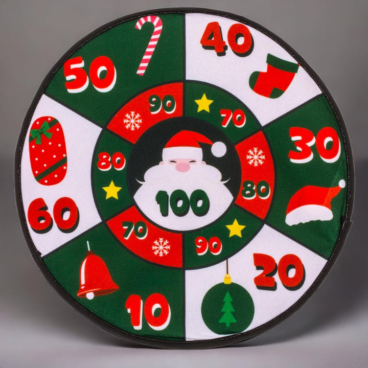 MIJOMA Weihnachts-Filz-Dartscheibe mit 4 Klettband-Bällen, Ø 35 cm - Perfekter Familienzeitvertreib