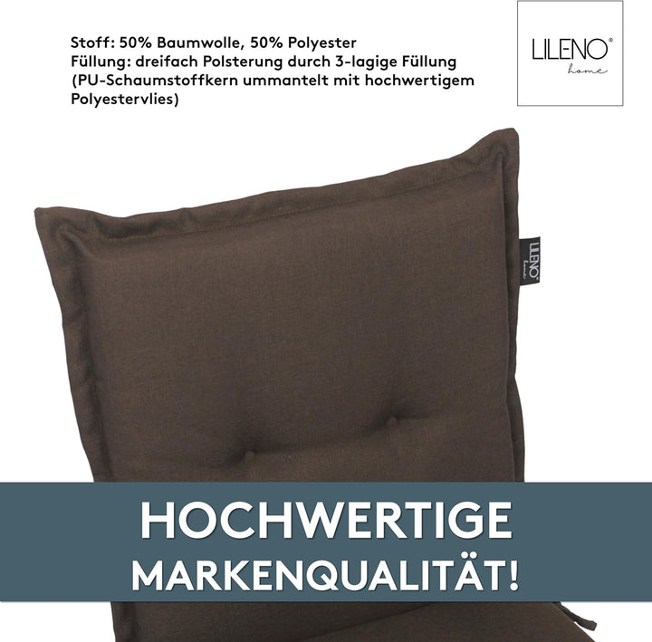 LILENO HOME Gartenstuhl Auflagen als [2er Set - Niedriglehner] in Chocolate - Bequeme Liegen als Sit