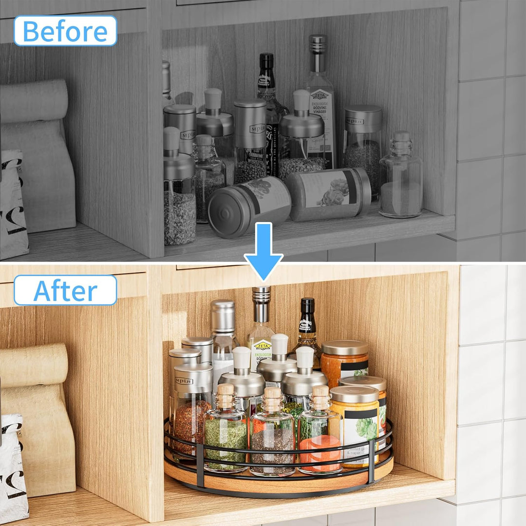 Lazy Susan Drehteller-Organizer aus Holz, rund, für Schrank, Küche, Arbeitsplatte, Speisekammer, Ess